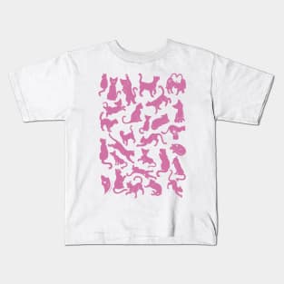 Pink Cat Pattern Kids T-Shirt